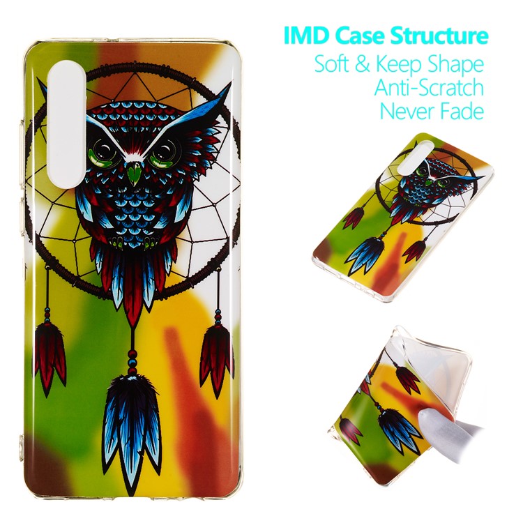 Luminous Glow Pattern Printing TPU Back Case for Huawei P30 - Owl Dream Catcher-1