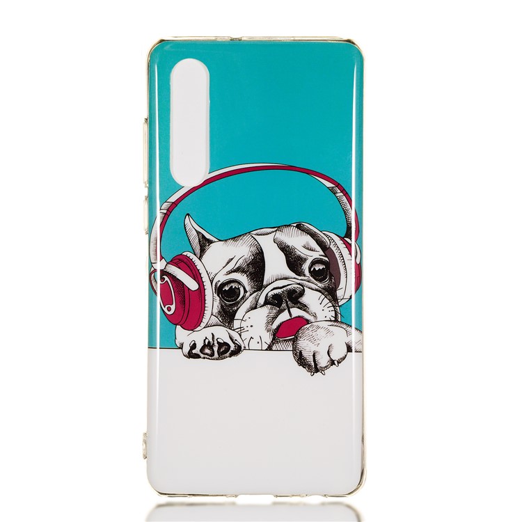 Luminous Glow Pattern Printing TPU Back Cover for Huawei P30 - Dog Listening to Music-2