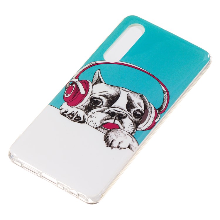 Luminous Glow Pattern Printing TPU Back Cover for Huawei P30 - Dog Listening to Music-3