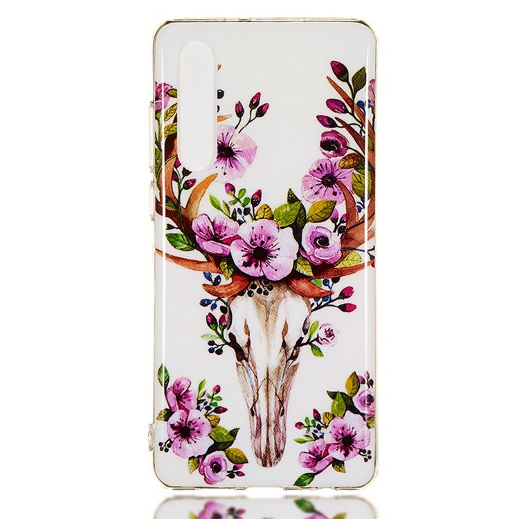 Luminous Glow Pattern Printing TPU Back Shell for Huawei P30 - Flowered Elk-1