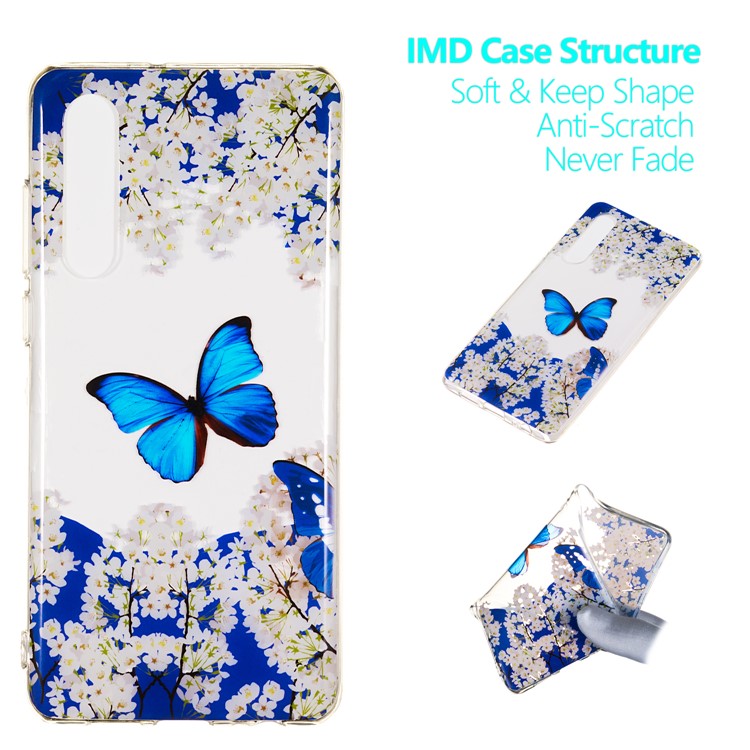 Pattern Printing IMD TPU Protection Case for Huawei P30 - Butterfly and Flower-1