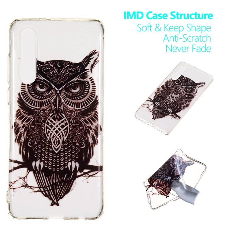 Pattern Printing IMD TPU Mobile Phone Case for Huawei P30 - Black Owl-1