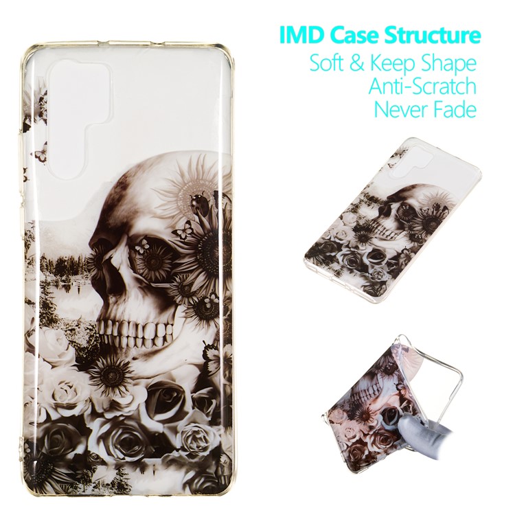 Pattern Printing IMD TPU Soft Case for Huawei P30 Pro - Flowered Skull-1