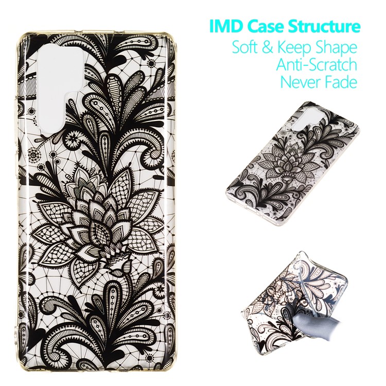 Pattern Printing IMD TPU Mobile Phone Case for Huawei P30 Pro - Black Flower-1