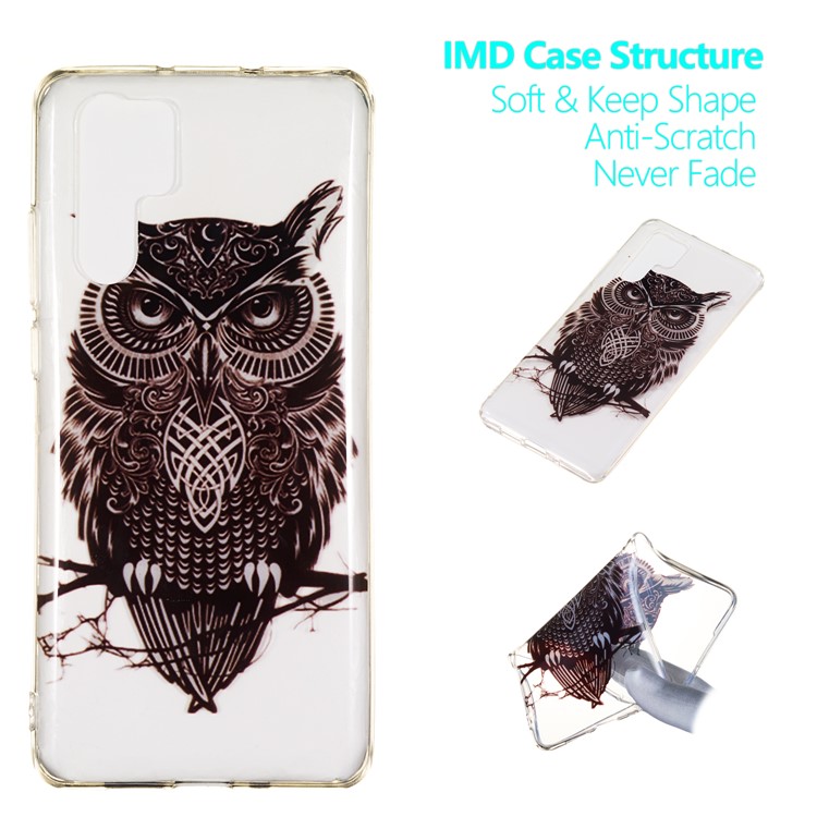 Patterned IMD TPU Flexible Case for Huawei P30 Pro - Black Owl-1