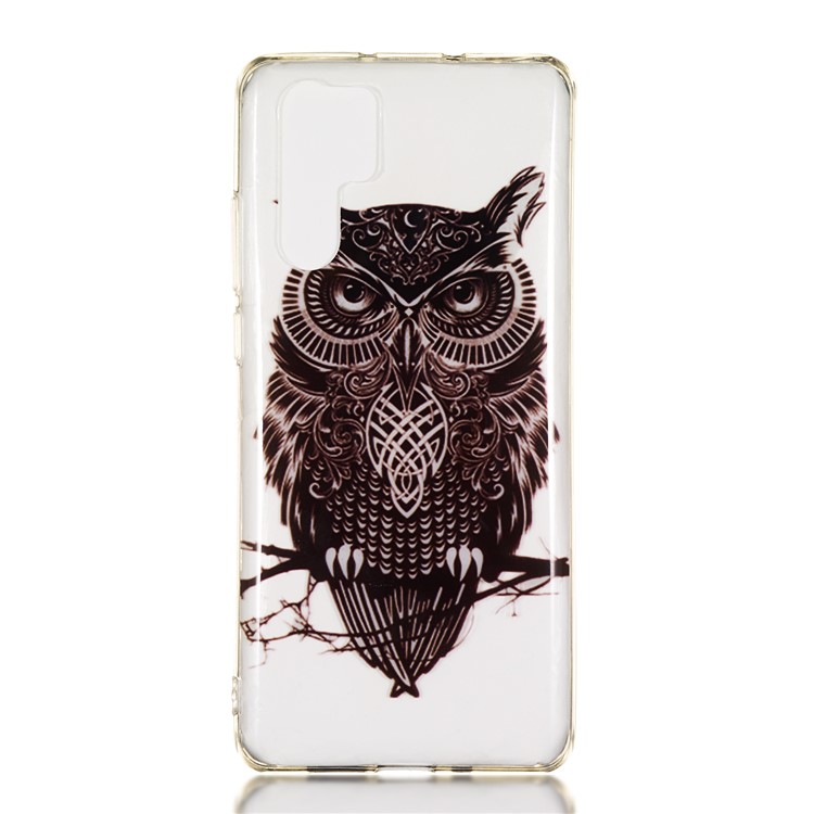 Patterned IMD TPU Flexible Case for Huawei P30 Pro - Black Owl-2
