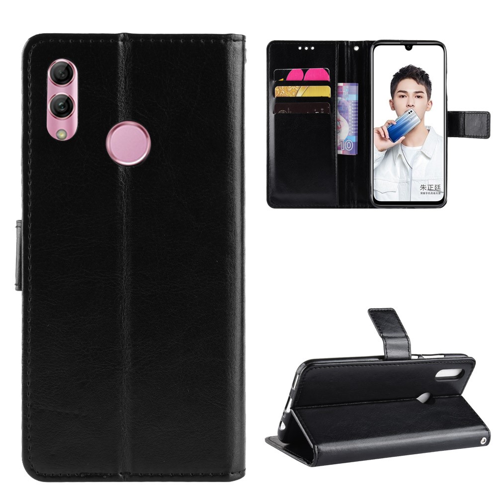 Boîtier De Téléphone En Cuir De Portefeuille Crazy Horse Avec Bracelet Pour Huawei P Smart (2019) / Honor 10 Lite - Noir