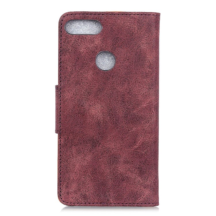 Vintage Style Split Leather Stand Magnetic Wallet Cover for Huawei Honor View 20 - Red-2