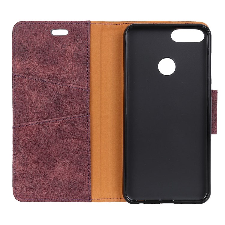 Vintage Style Split Leather Stand Magnetic Wallet Cover for Huawei Honor View 20 - Red-4
