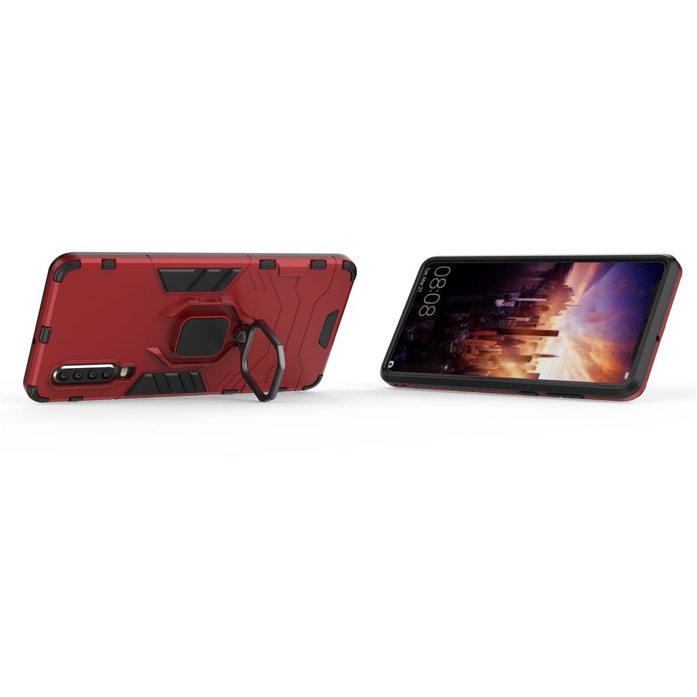 For Huawei P30 Finger Ring Kickstand PC + TPU Hybrid Cell Phone Cover - Red-5