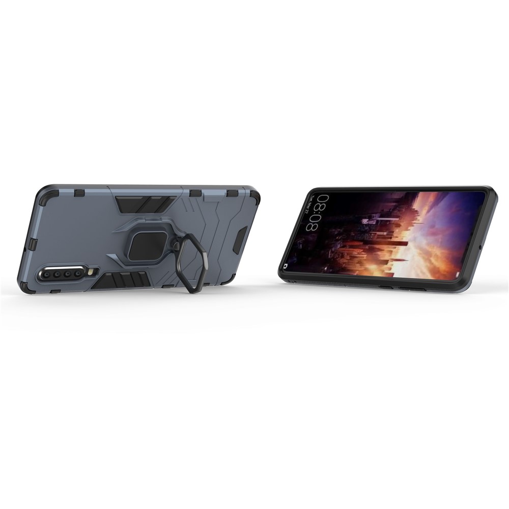 For Huawei P30 Finger Ring Kickstand PC + TPU Combo Protective Shell - Dark Blue-5
