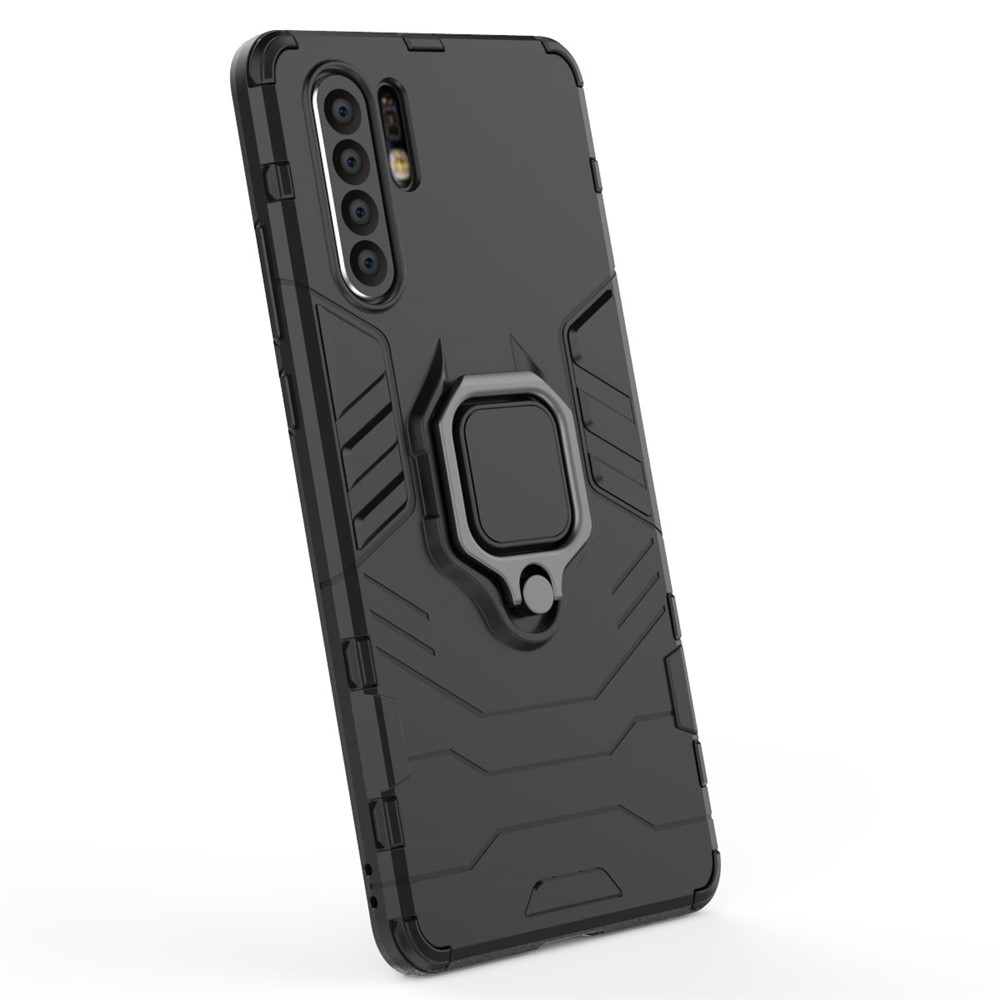 Finger Ring Kickstand PC + TPU Hybrid Phone Case for Huawei P30 Pro - Black-3
