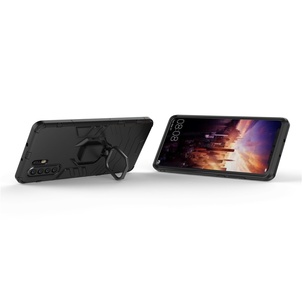 Finger Ring Kickstand PC + TPU Hybrid Phone Case for Huawei P30 Pro - Black-8