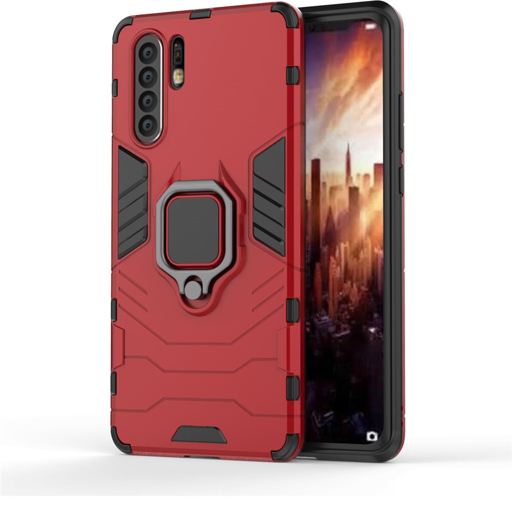 Finger Ring Kickstand PC + TPU Hybrid Phone Cover for Huawei P30 Pro - Red-2