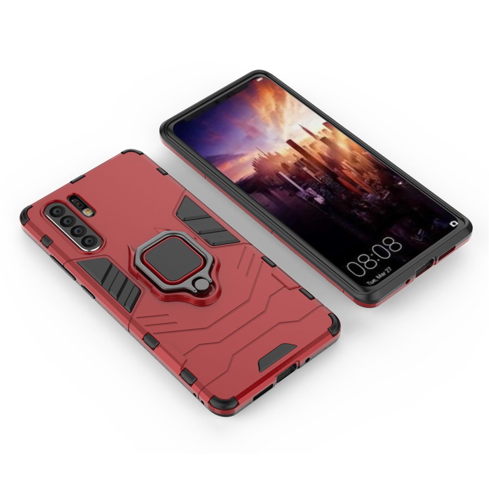 Finger Ring Kickstand PC + TPU Hybrid Phone Cover for Huawei P30 Pro - Red-3