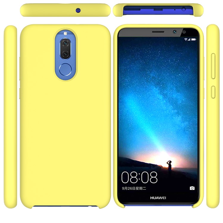 Edge Wrapped Liquid Silicone Protection Case for Huawei Mate 10 Lite - Yellow-5