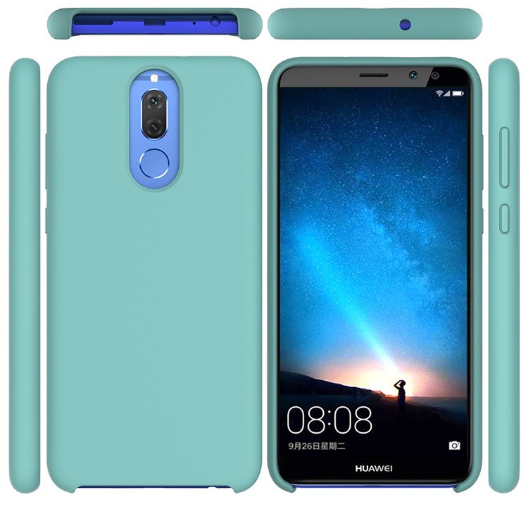 Edge Wrapped Liquid Silicone Protective Cover for Huawei Mate 10 Lite - Cyan-4