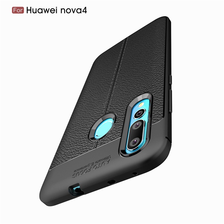 Litchi Grain TPU Protective Phone Case for Huawei nova 4 - Black-10