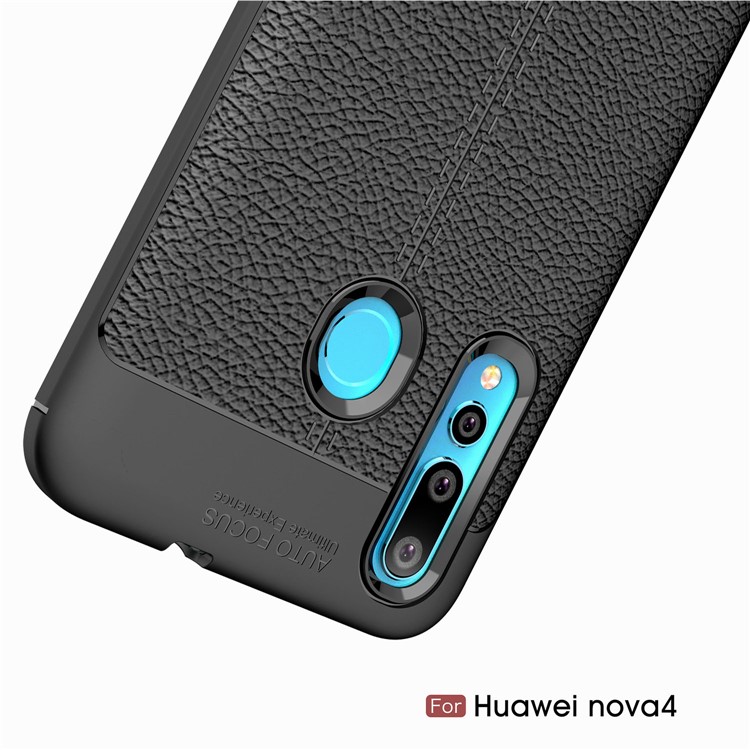 Litchi Grain TPU Protective Phone Case for Huawei nova 4 - Black-11