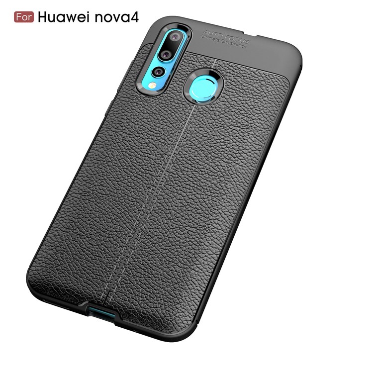 Litchi Grain TPU Protective Phone Case for Huawei nova 4 - Black-12