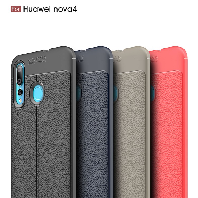Litchi Grain TPU Protective Phone Case for Huawei nova 4 - Black-13