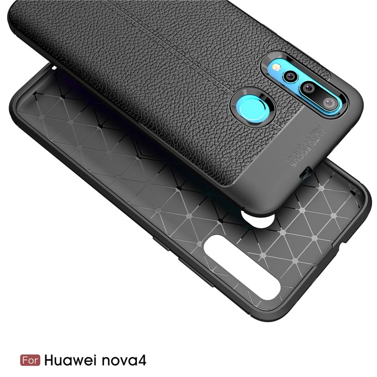 Litchi Grain TPU Protective Phone Case for Huawei nova 4 - Black-2