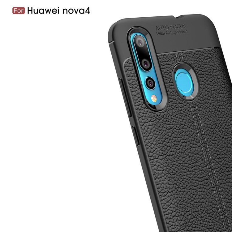 Litchi Grain TPU Protective Phone Case for Huawei nova 4 - Black-3