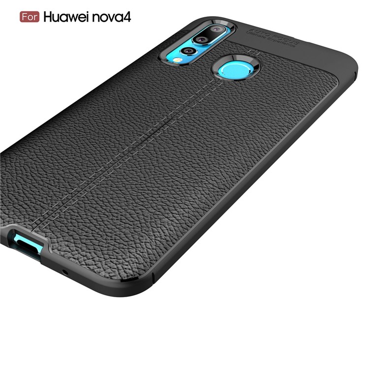 Litchi Grain TPU Protective Phone Case for Huawei nova 4 - Black-4