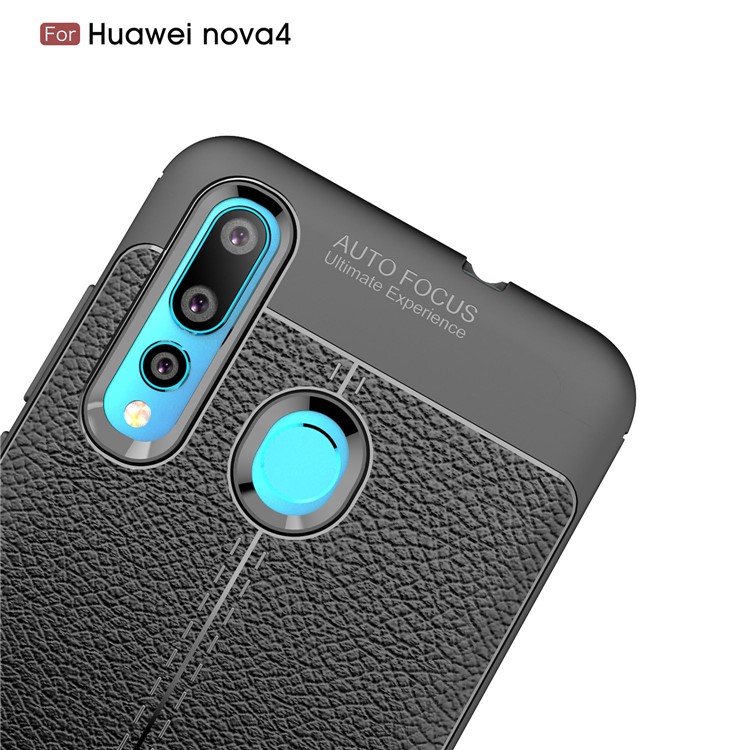 Litchi Grain TPU Protective Phone Case for Huawei nova 4 - Black-5