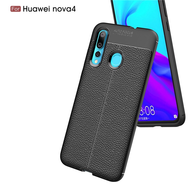Litchi Grain TPU Protective Phone Case for Huawei nova 4 - Black-6