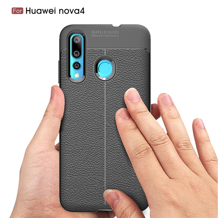 Litchi Grain TPU Protective Phone Case for Huawei nova 4 - Black-7
