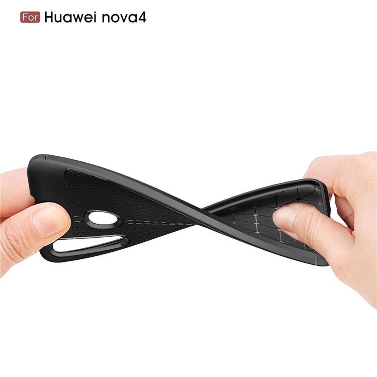 Litchi Grain TPU Protective Phone Case for Huawei nova 4 - Black-8