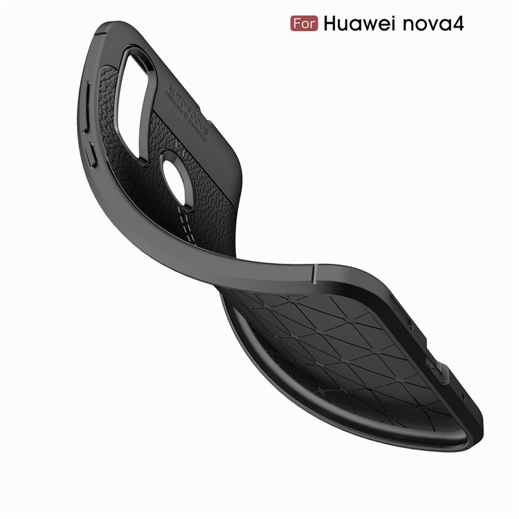 Litchi Grain TPU Protective Phone Case for Huawei nova 4 - Black-9