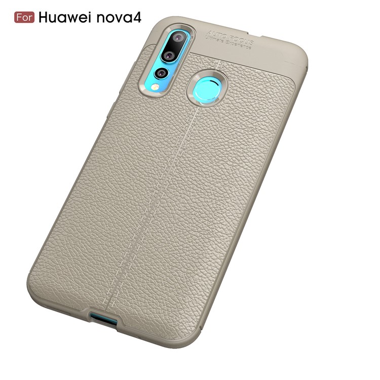 Личи Зерна ТПУ Защитный Чехол Для Телефона Для Huawei Nova 4 - Серый-2