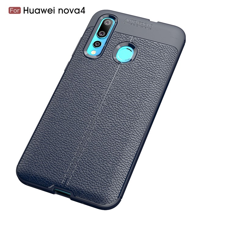 Litchi Grain TPU Protective Case Accessory for Huawei nova 4 - Dark Blue-2