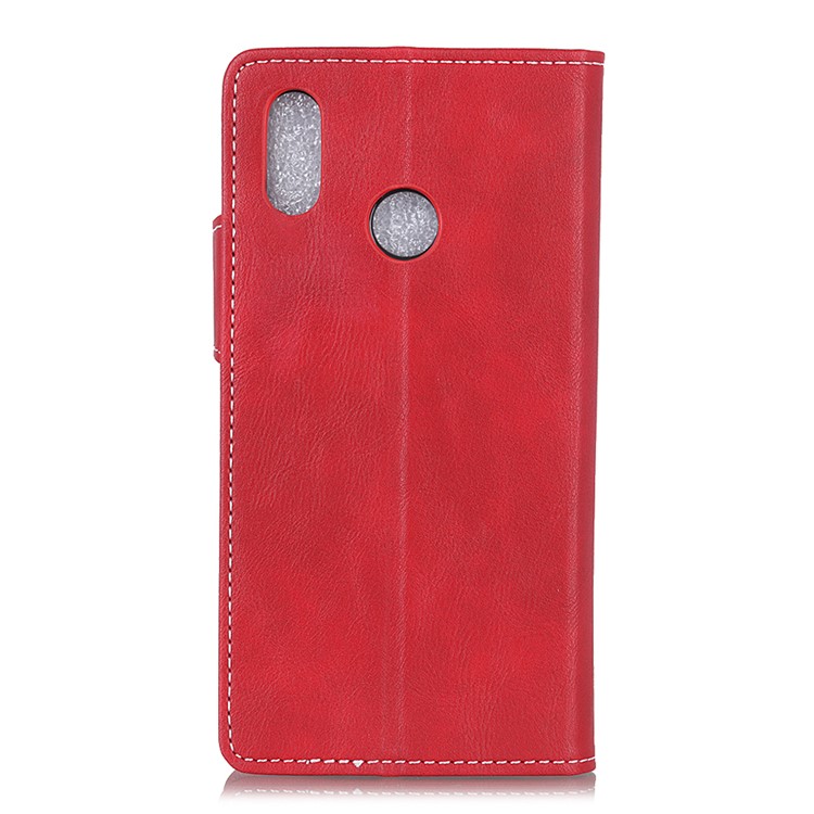 S-shape Textured Leather Wallet Cover for Huawei P30 Lite - Red-3
