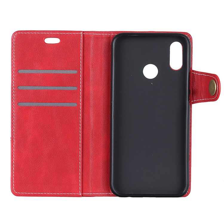 S-shape Textured Leather Wallet Cover for Huawei P30 Lite - Red-4
