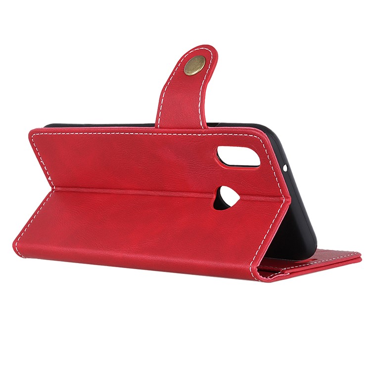 S-shape Textured Leather Wallet Cover for Huawei P30 Lite - Red-8