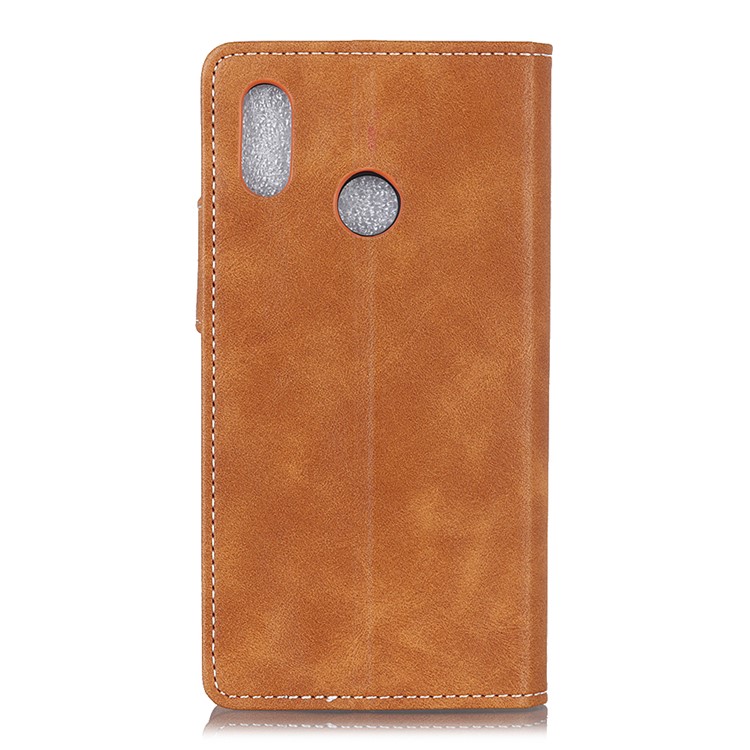 S-shape Textured Leather Wallet Stand Case for Huawei P30 Lite - Brown-3
