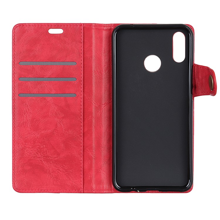S-shape Crazy Horse Texture Leather Wallet Cover for Huawei P30 Lite - Red-4