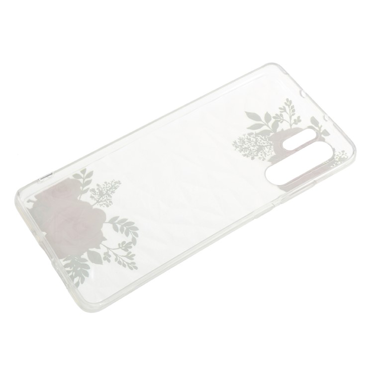 Embossed Pattern 3D Diamond Texture Soft TPU Shell for Huawei P30 Pro - Pink Roses-2