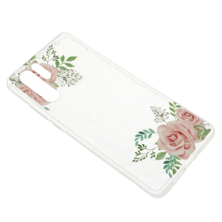 Embossed Pattern 3D Diamond Texture Soft TPU Shell for Huawei P30 Pro - Pink Roses-3