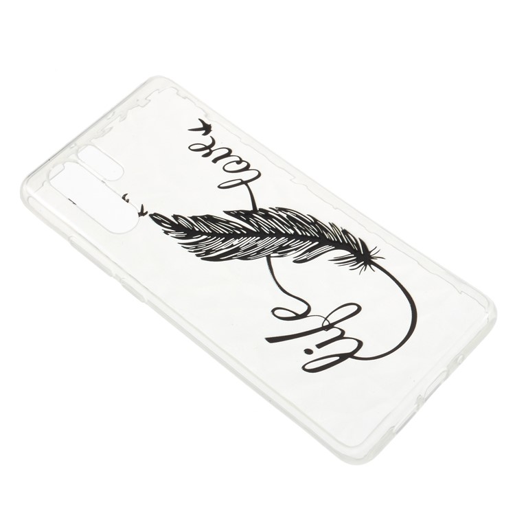 Embossed Pattern 3D Diamond Texture Soft TPU Casing for Huawei P30 Pro - Feather-3