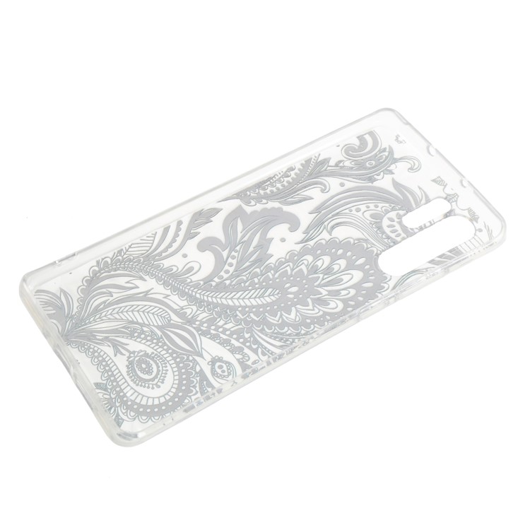 Embossed Pattern 3D Diamond Texture Soft TPU Protective Cover for Huawei P30 Pro - Black Lace-2