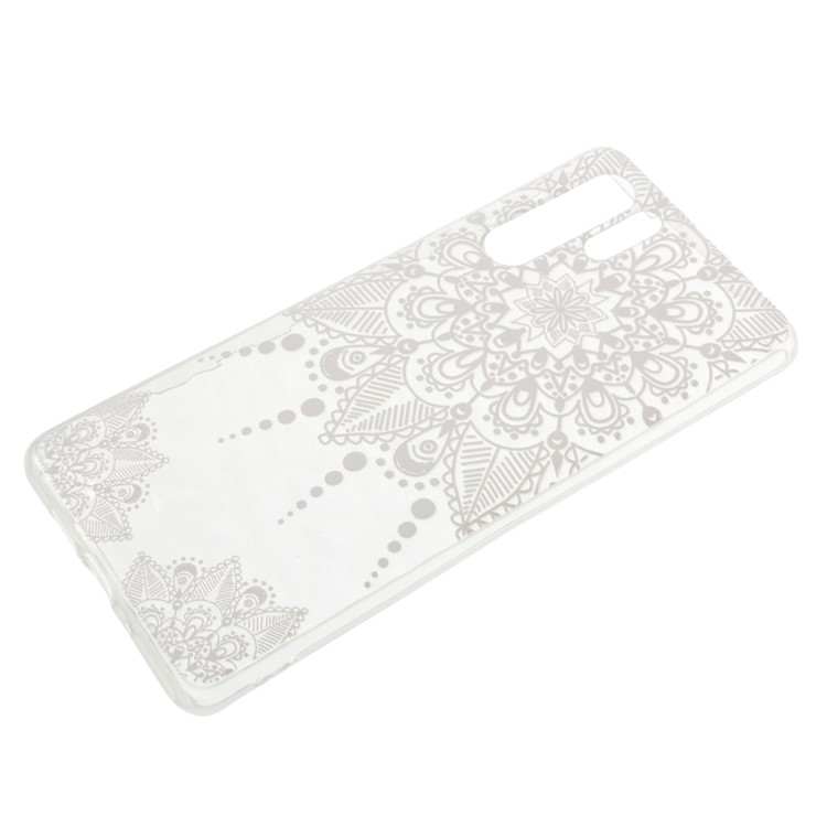 Embossed Pattern 3D Diamond Texture Soft TPU Back Shell for Huawei P30 Pro - White Lace-1