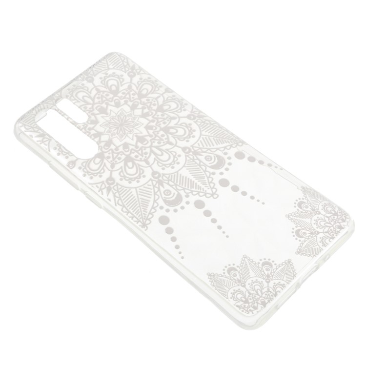 Embossed Pattern 3D Diamond Texture Soft TPU Back Shell for Huawei P30 Pro - White Lace-3