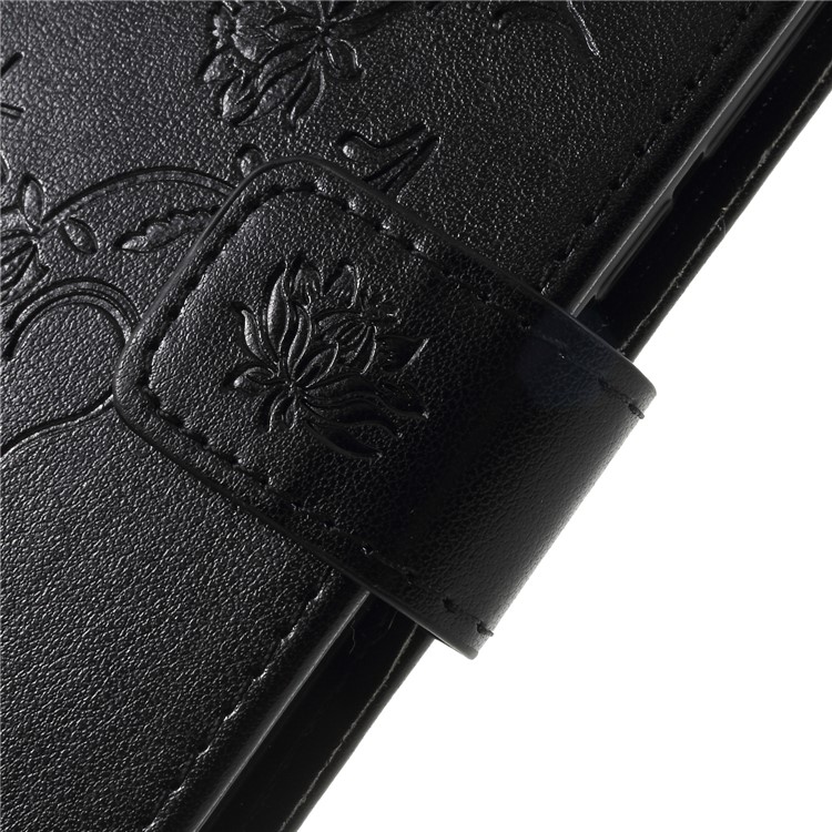 Imprint Butterfly Flower Stand Wallet Leather Cover for Huawei nova 4 - Black-10