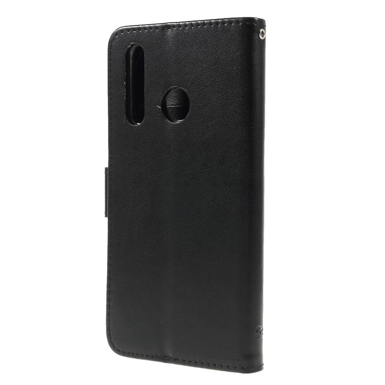 Imprint Butterfly Flower Stand Wallet Leather Cover for Huawei nova 4 - Black-2