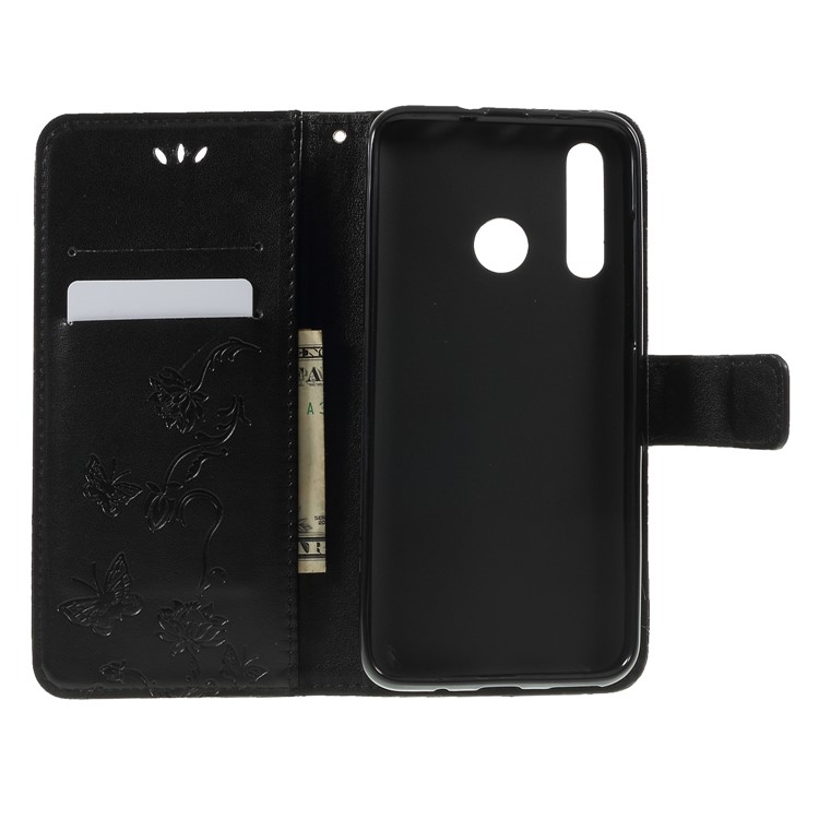 Imprint Butterfly Flower Stand Wallet Leather Cover for Huawei nova 4 - Black-6