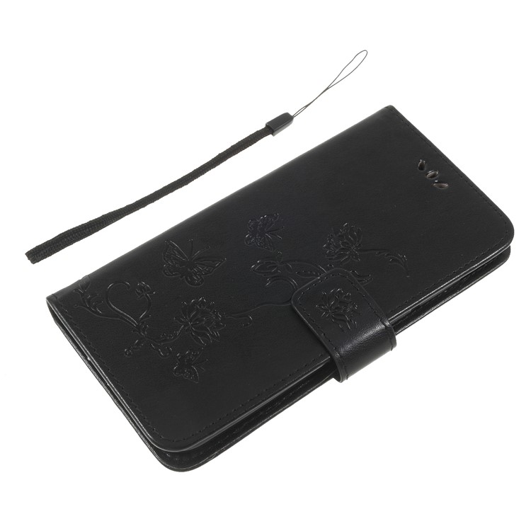 Imprint Butterfly Flower Stand Wallet Leather Cover for Huawei nova 4 - Black-7